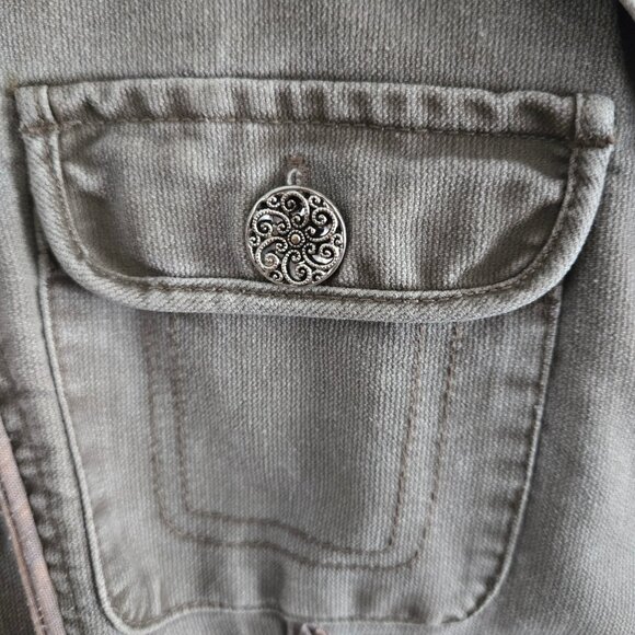 Vintage Upcycled Fairy Grunge Cargo Utility Vest size S Rhinestone Studded Boho - Picture 5 of 13